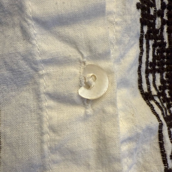 Julia Amory Women's Boho Embroidered Long Sleeve Shirt Dress White Brown Size S - Picture 7 of 8